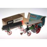 Two toys Mamod Traction Engine. T. E. 1A Reversing and a Mamod Lumber Wagon L. W.