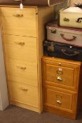 Four drawer and two drawer wood finish filing cabinets with keys