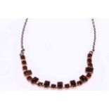 Garnet set gold necklace