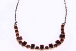 Garnet set gold necklace