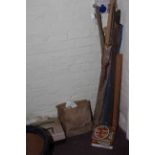 Collection of fishing rods, tackle boxes,