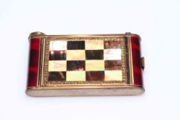 Art Deco enamel and mother of pearl compact