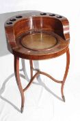 19th Century mahogany and line inlaid circular washstand having galleried back with six open