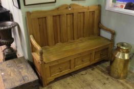 Pine panel back box settle,