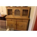 Pine glazed door top side cabinet