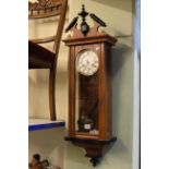 Victorian walnut and ebonised Vienna style wall clock