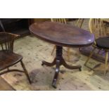 19th Century oval snap top tripod occasional table