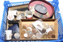 Box of coins and tokens