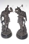 Pair or Roman Warrior spelter figures,