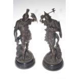 Pair or Roman Warrior spelter figures,