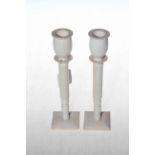 Pair of Art Deco ivory candlesticks,