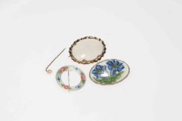 Two deco brooches and a gold brooch