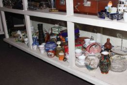 Assorted tins, Ringtons caddy, various china, glass animals,