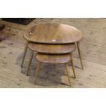 Ercol Windsor nest of three kidney shaped tables