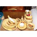 Large quantity of Aynsley Orchard Gold including cake and other plates, dishes, gravy boat,