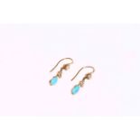 Pair of gold drop turquoise earrings