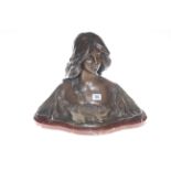 Art Nouveau bronze bust on a marble base,