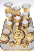 Collection of Aynsley Orchard Gold including vases, lidded jars,