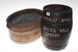 Wooden Sherry barrel and wooden planter,