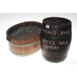 Wooden Sherry barrel and wooden planter,