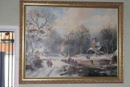 J. Jonez Kenzer, Winter Landscape, oil on canvas, signed lower left, 74.