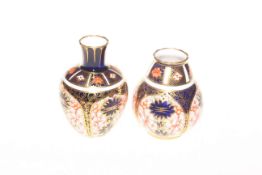 Two small Crown Derby Imari pattern vases
