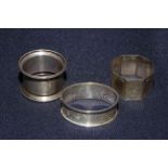 Three silver napkin rings,