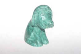 Flaxman Ware by Wadeheath, green glazed pottery dog,