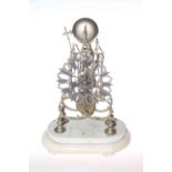 Brass skeleton clock marble base,
