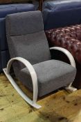 Contemporary rocking chair in grey fabric