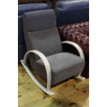 Contemporary rocking chair in grey fabric