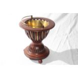 Line inlaid brazier style planter with brass liner