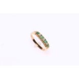 Emerald and diamond gold ring