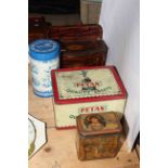 Four vintage tins including Petan Quality Sweets by Cowper & Dodsworth Ltd Newcastle