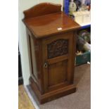 Victorian mahogany carved panel door pot cupboard,