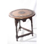 Oak cricket table carved 1919,