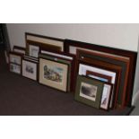 Large collection of framed prints, engravings,
