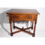 Good quality period style oak single drawer side table,