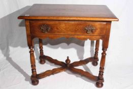 Good quality period style oak single drawer side table,