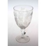 Large Victorian engraved glass goblet,