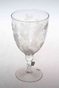 Large Victorian engraved glass goblet,