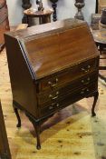 Edwardian mahogany and line inlaid three drawer bureau on cabriole legs