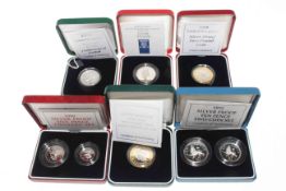 Three silver proof £2 coins 1996, 98' and 99', one silver Piedfort 1995 £2 coin,