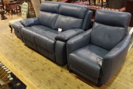 Blue leather electric reclining chair,