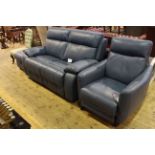 Blue leather electric reclining chair,