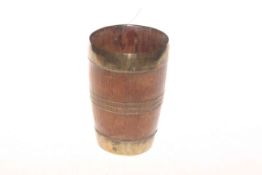 Wood and brass bound barrel beaker,