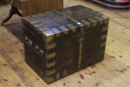 Oval and brass bound silver chest in need of restoration