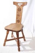 Bespoke oak sewing chair with carved motif