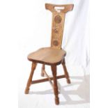 Bespoke oak sewing chair with carved motif