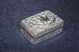 Small embossed silver box